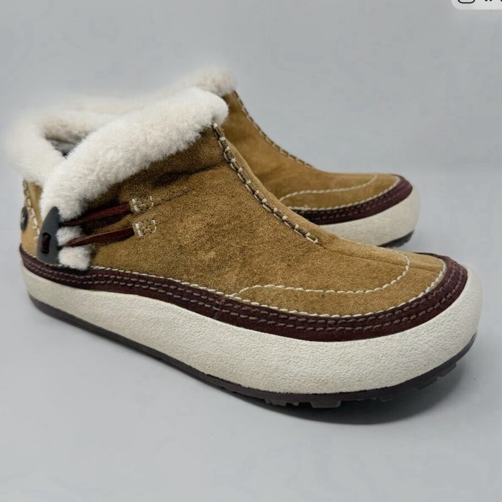 Merrell Tan Suede Spirit Tibet Low Boots Women's Size 8 EUC Lined Pull On